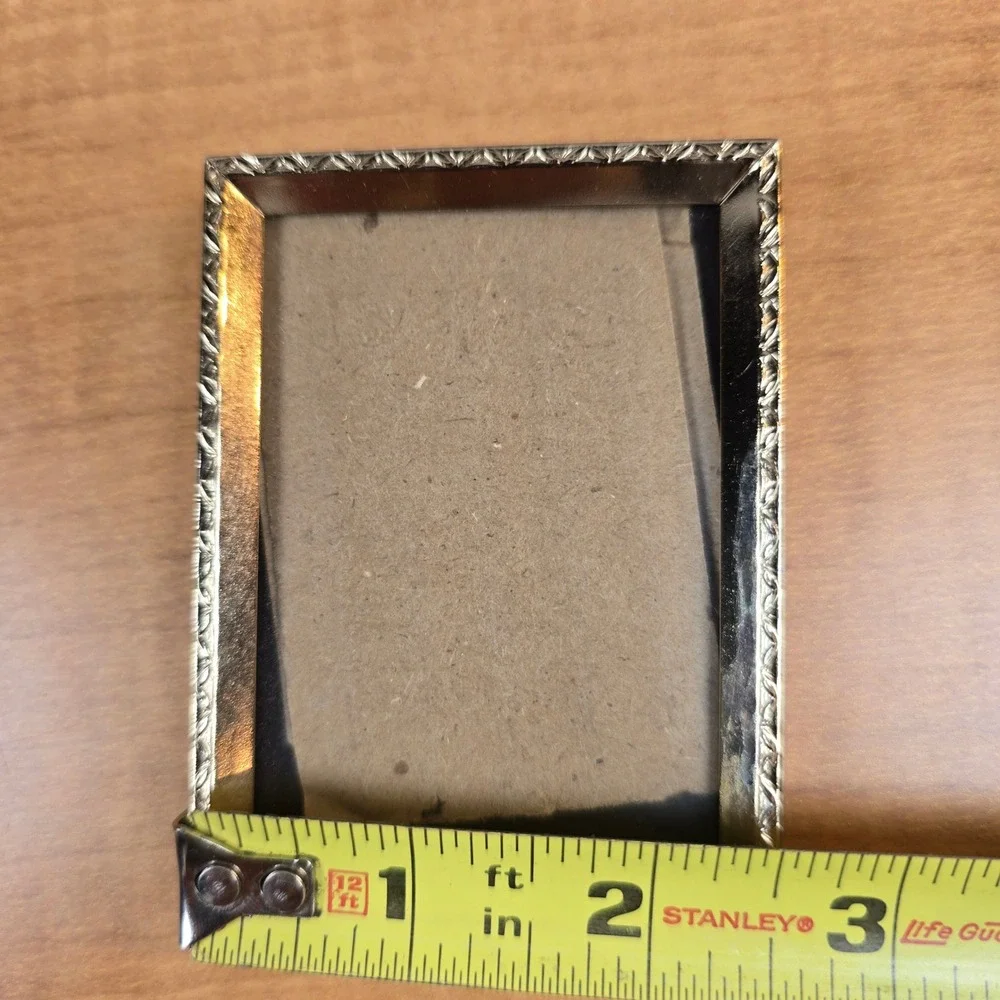 9 miniature photo picture frames with glass gold brass tone 2.5